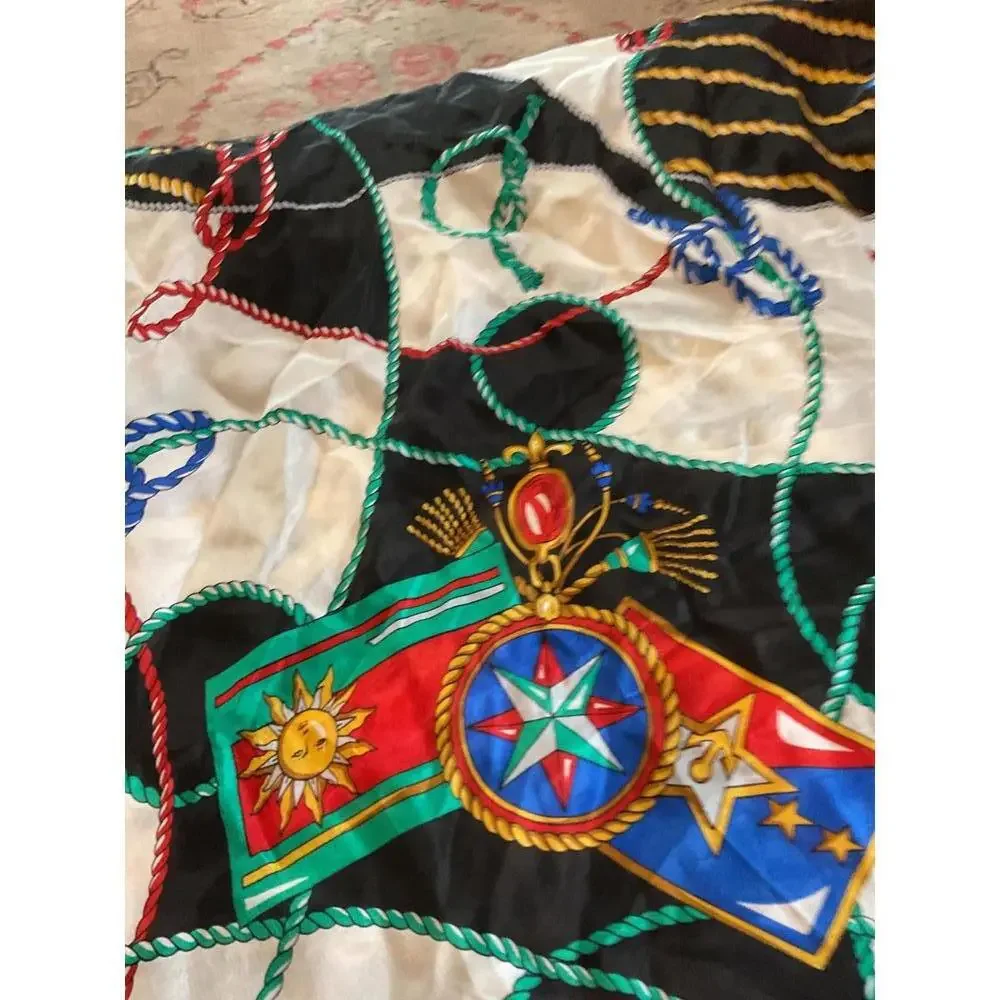 The Specialty House 100% Silk Scarf with Colorful Patterns 31” X 31”